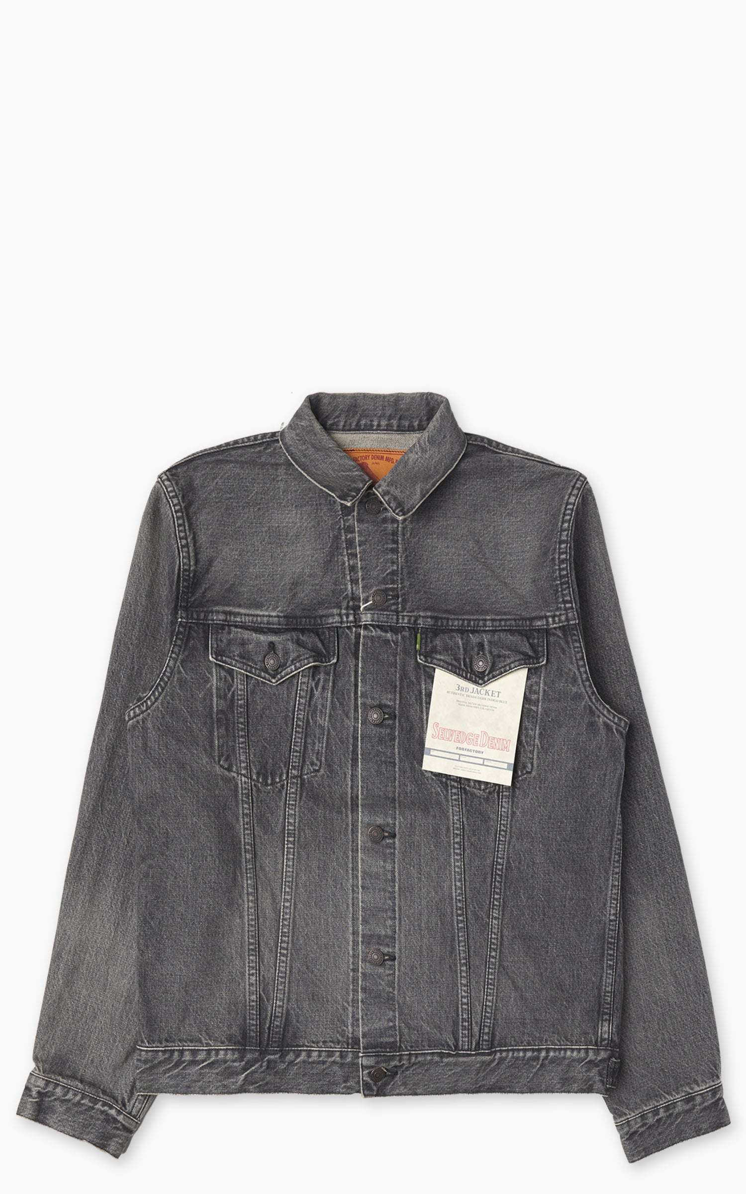 FOB FACTORY F2444 타입 3 셀비지 데님 자켓 중고 워시 블랙