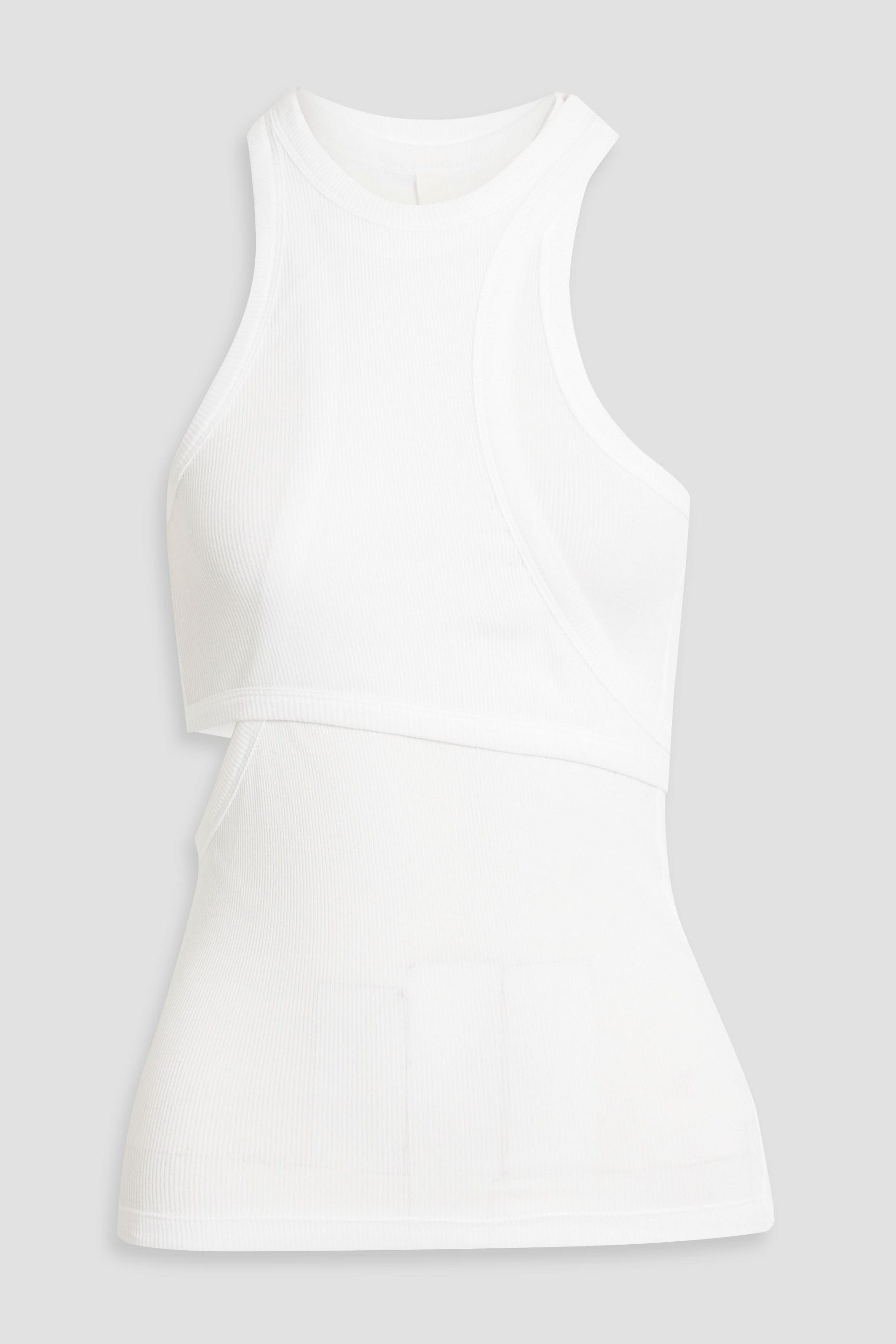 DION LEE 컷아웃 레이어드 리브드 코튼 혼합 저지 탱크탑