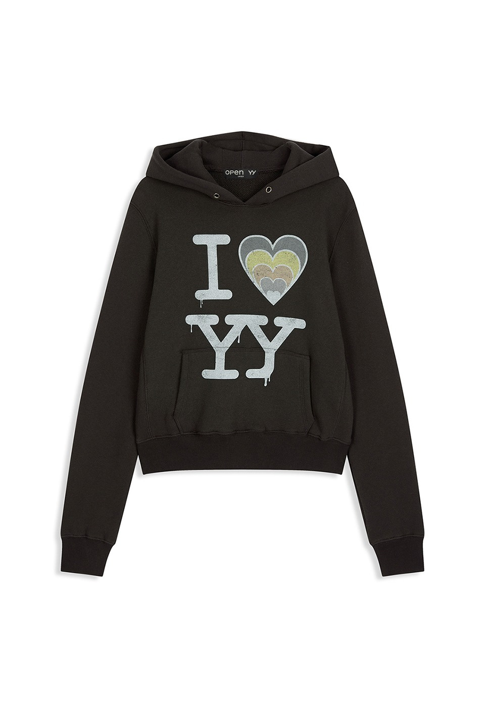 OPEN YY I LOVE YY 슬림 핏 후드탑