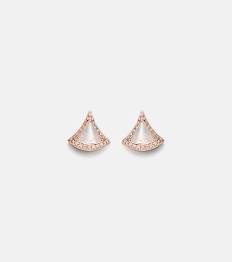 BULGARI 디바스 드림 18kt 로즈 골드 자개 다이아몬드 이어링
