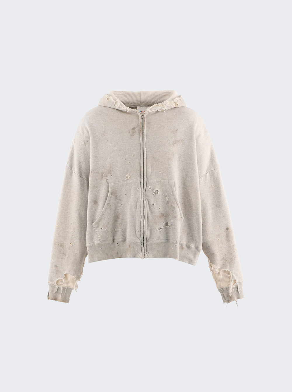 Saint Michael 더블 페이스 디스트로이드 집업 후드티 그레이