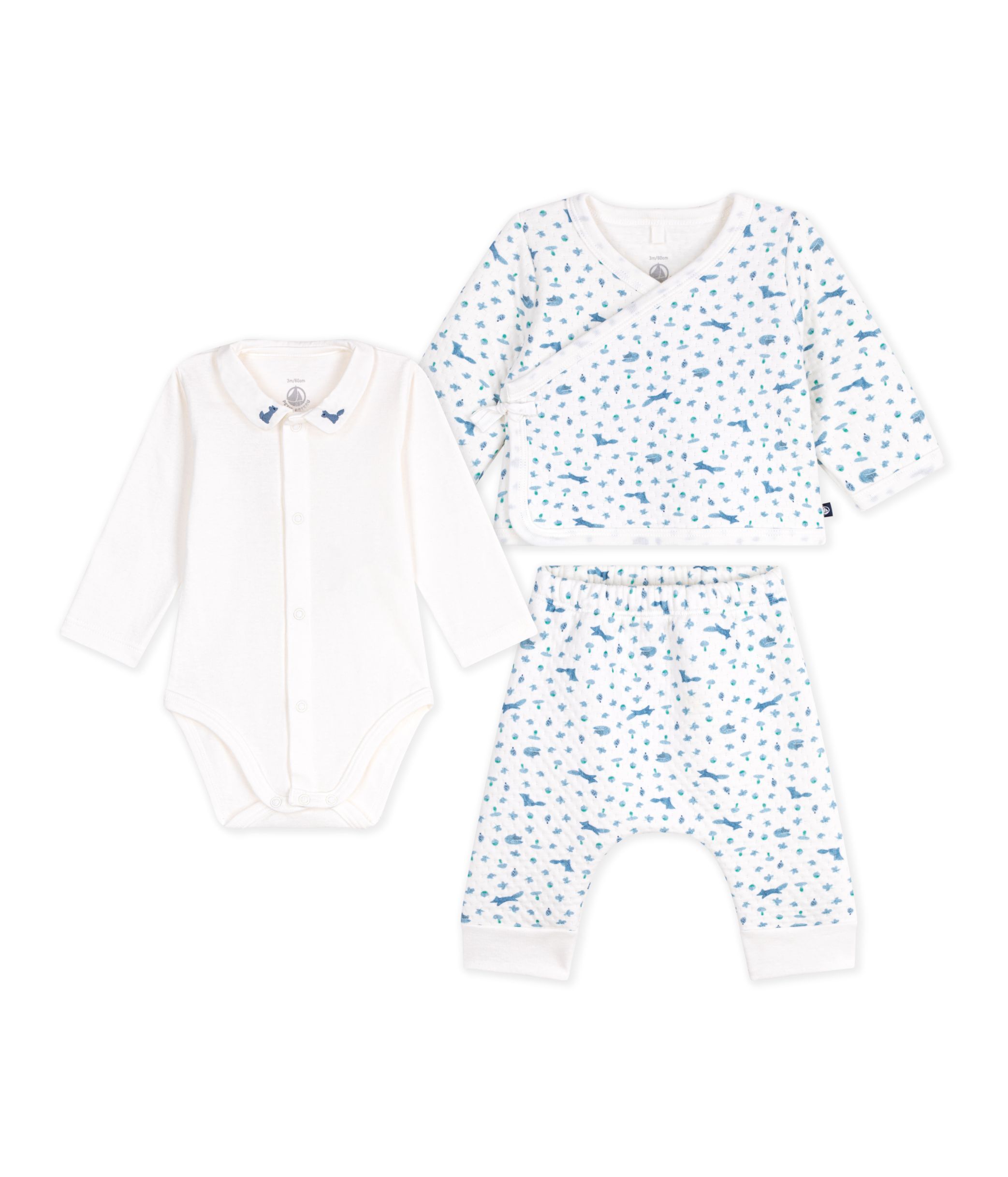 PETIT BATEAU KIDS 3피스 베이비 세트 마시멜로 멀티컬러