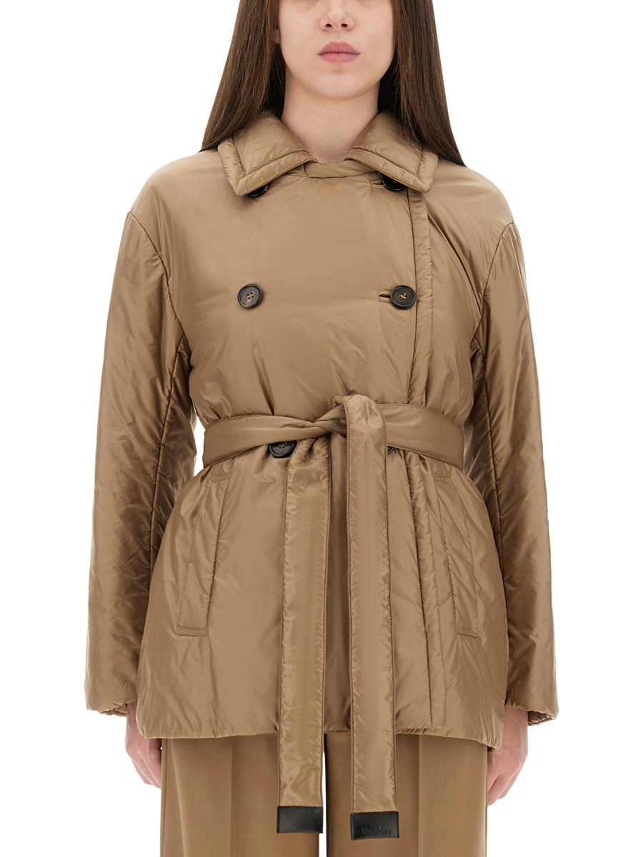 S Max Mara 칼라 패딩 트렌치 코트