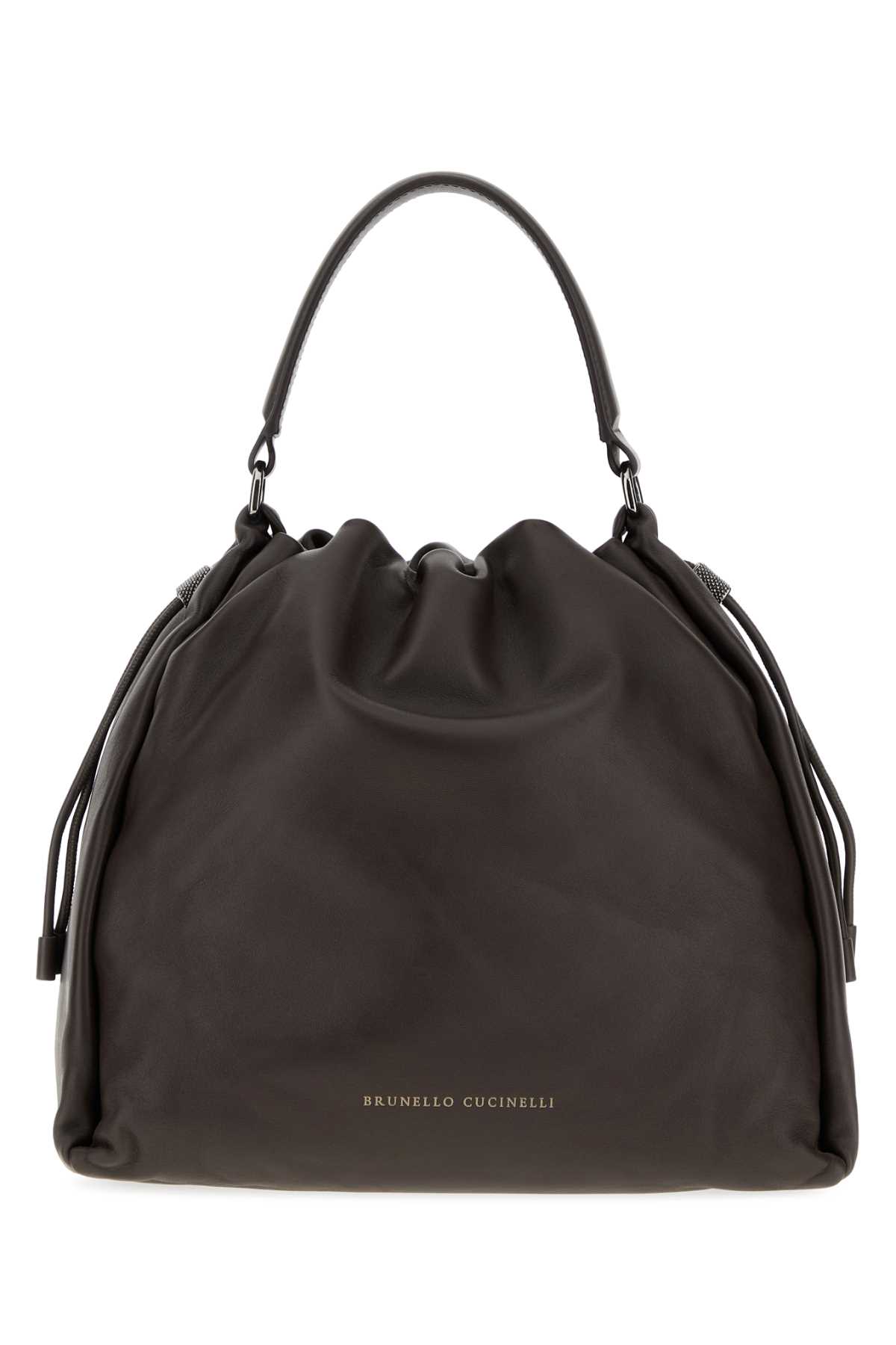 BRUNELLO CUCINELLI 다크 브라운 가죽 핸드백