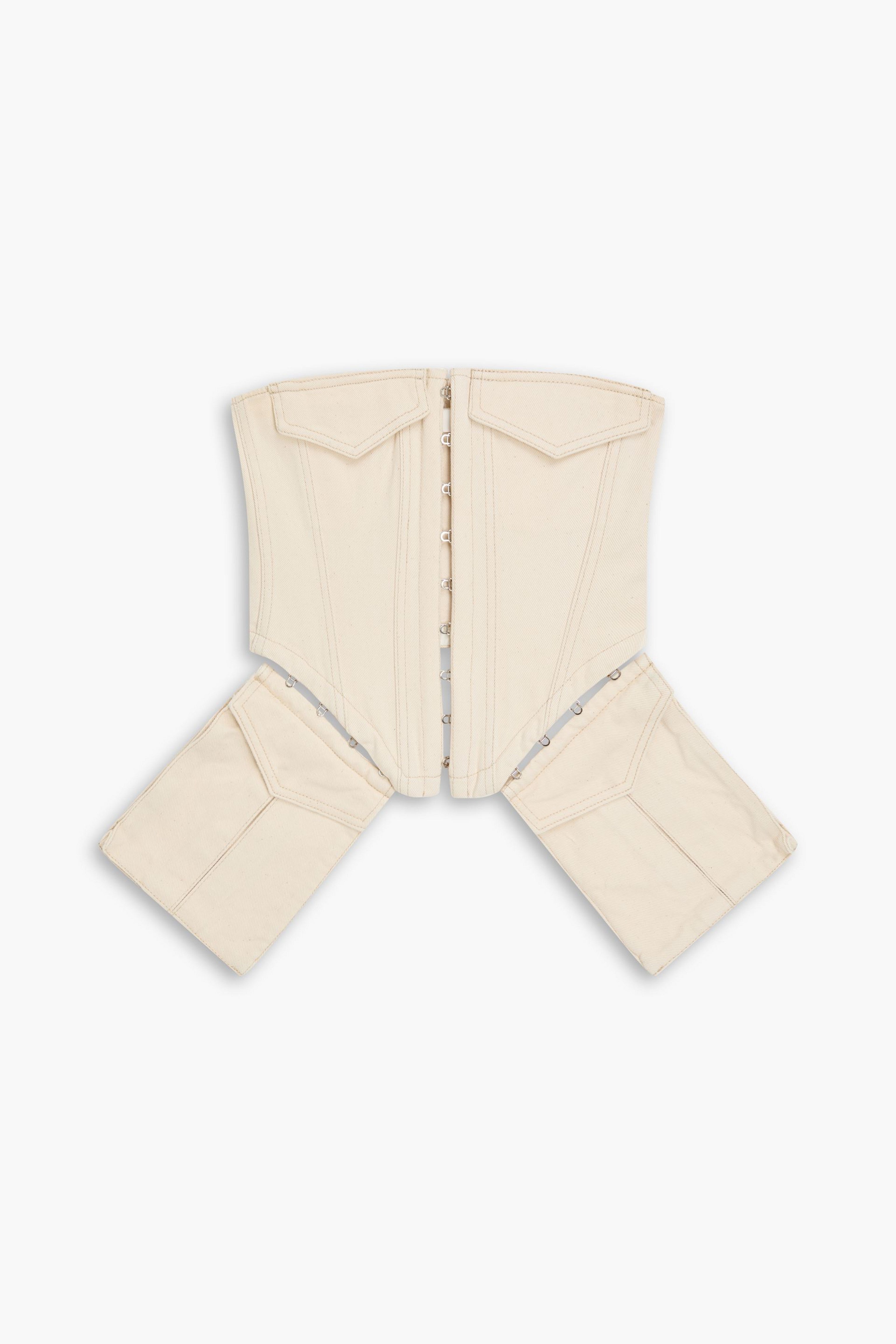 DION LEE 스트랩리스 크롭 데님 탑