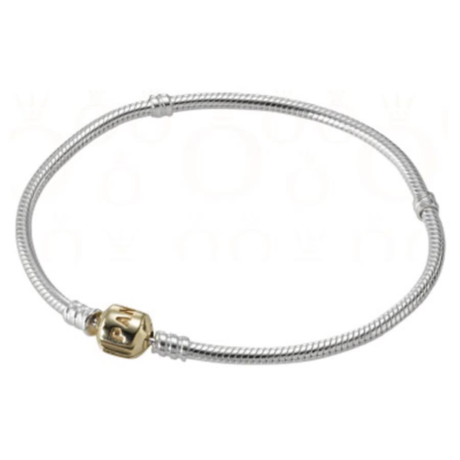PANDORA 스털링 실버 팔찌 14K 골드 스냅 클라스프 590702HG18 18cm 7.1