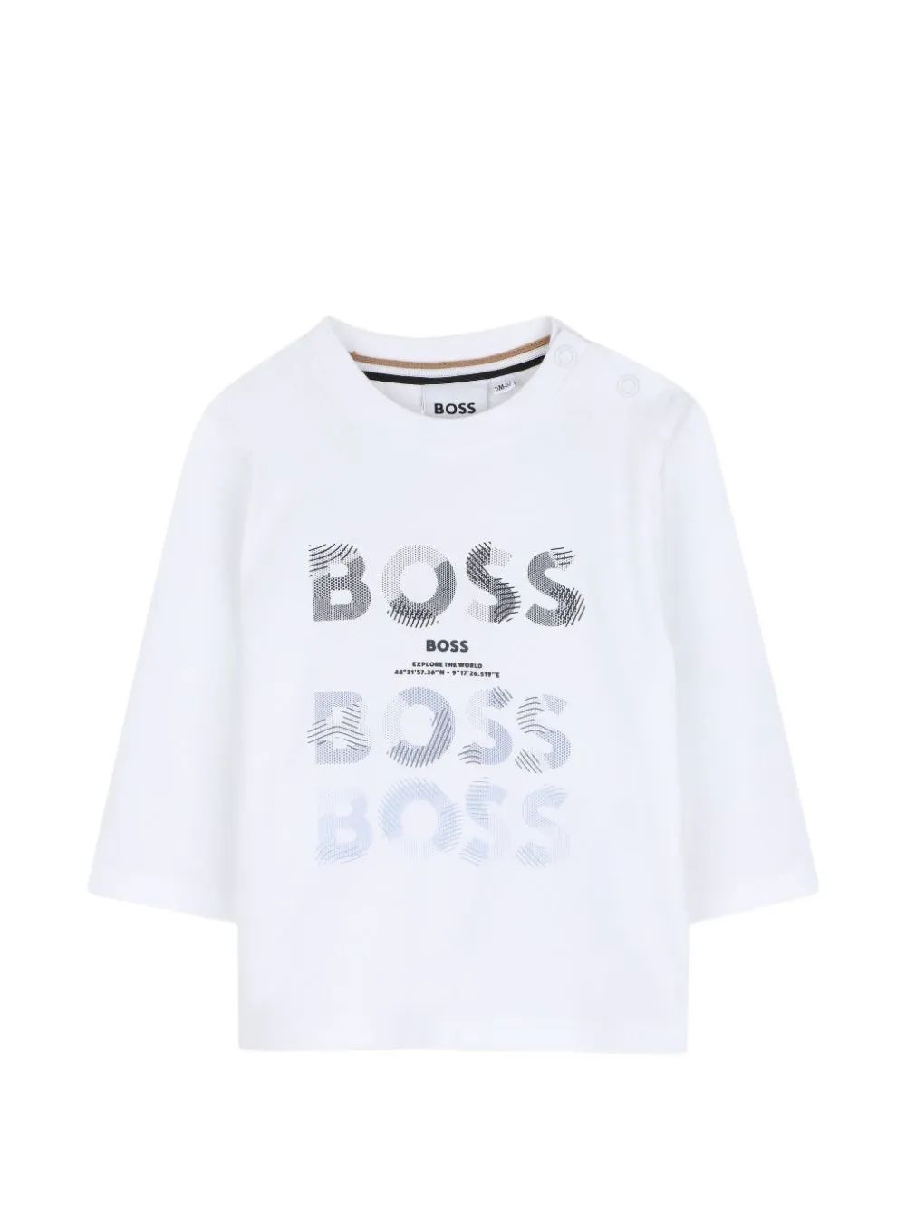 BOSS Kids 로고 프린트 긴팔 티셔츠