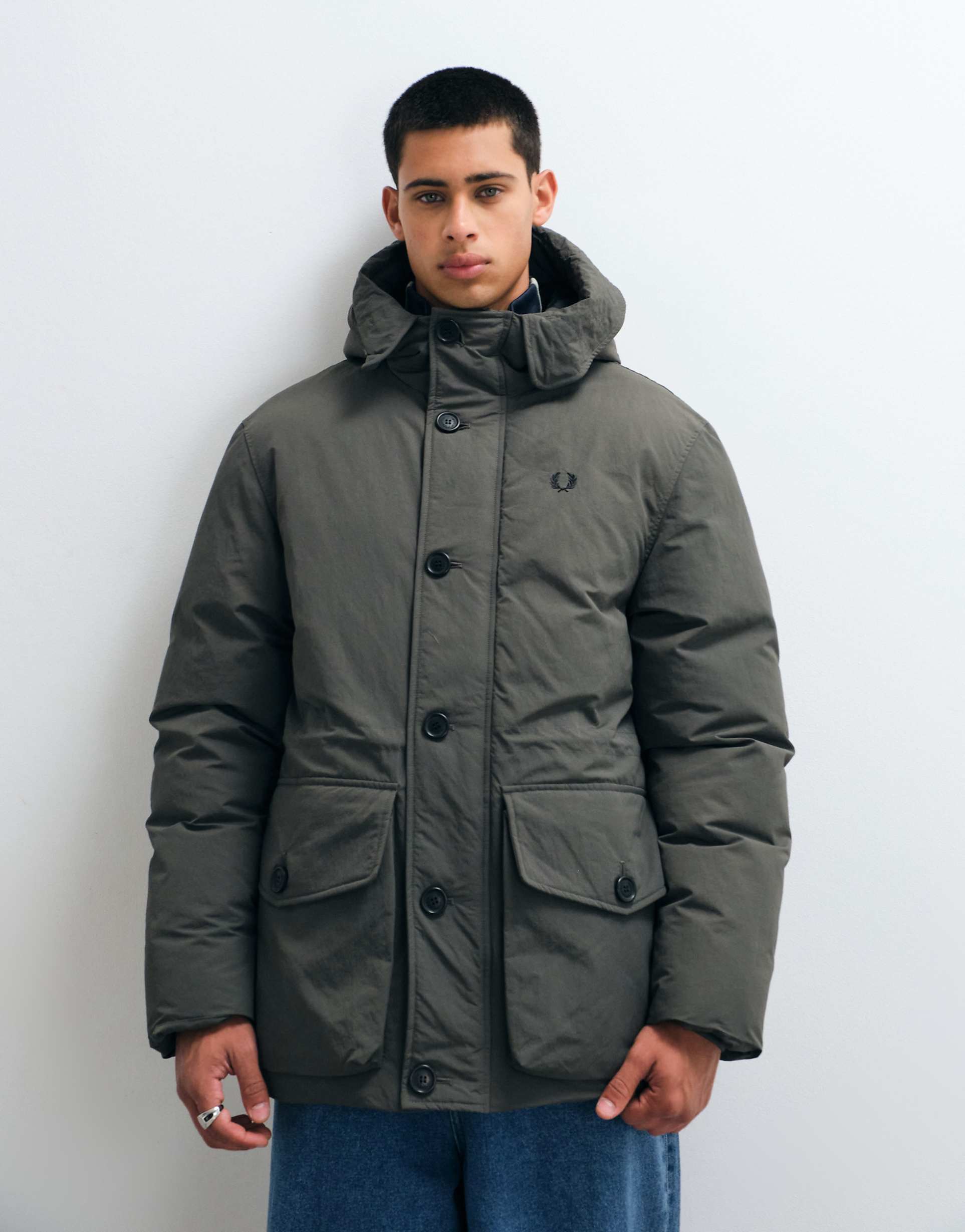 Fred Perry 패딩 패치 포켓 파카