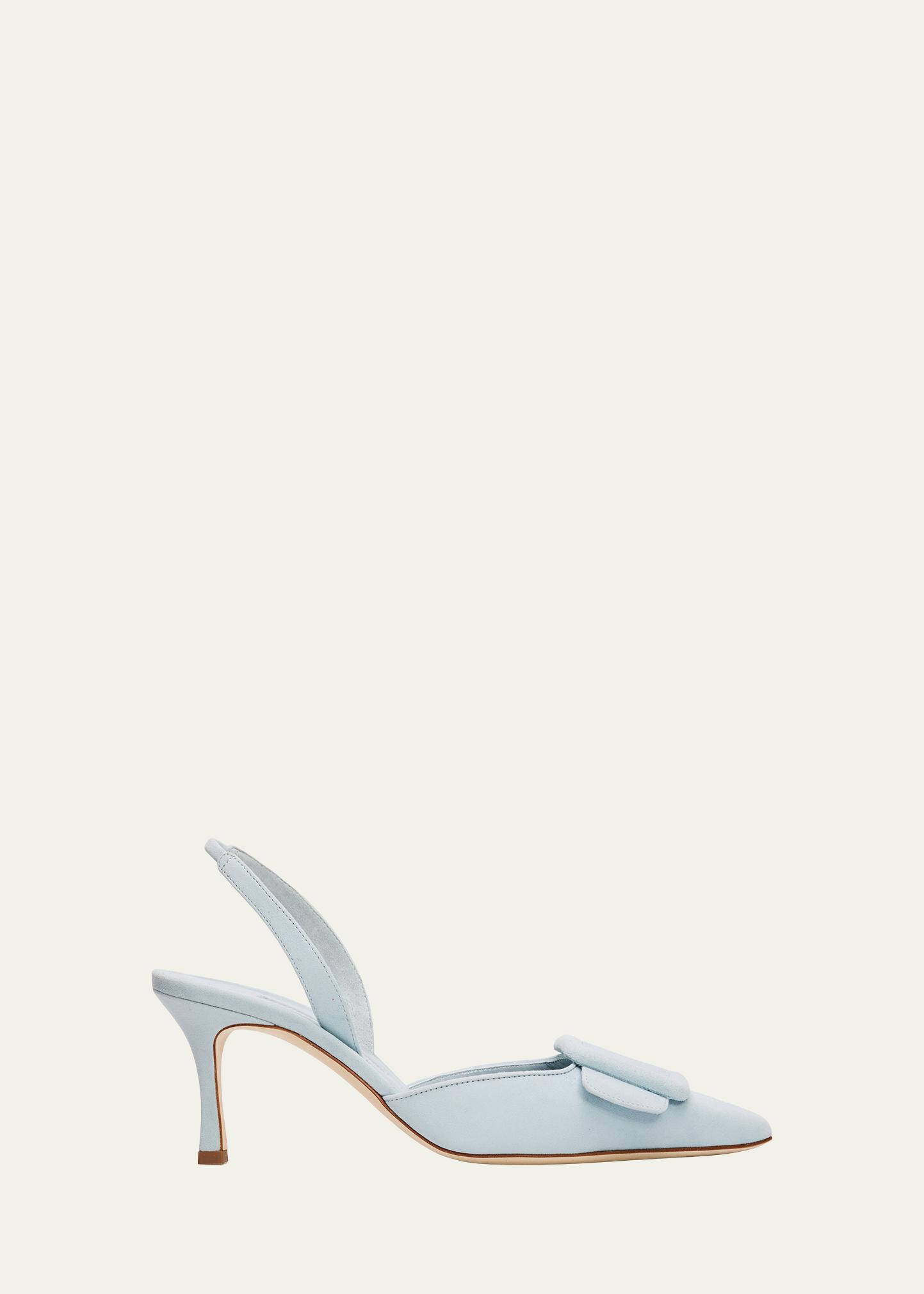 Manolo Blahnik 50mm 메이슬리 스웨이드 버클 펌프스