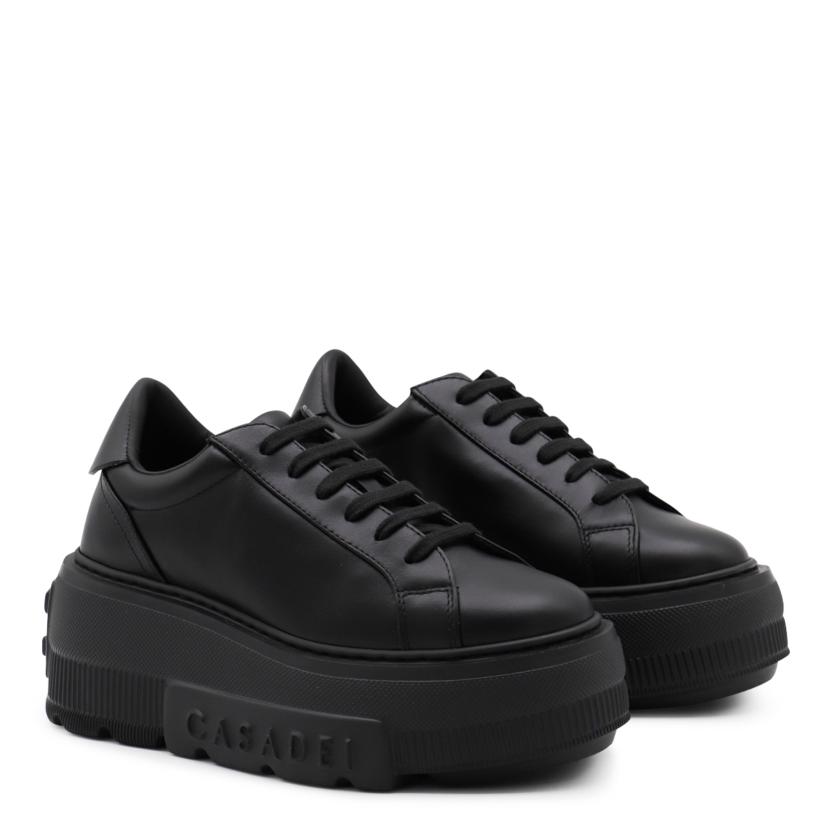 CASADEI 블랙 가죽 스니커즈