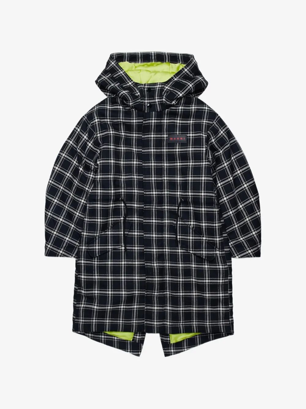 Marni Kids 체크 프린트 후드 코트