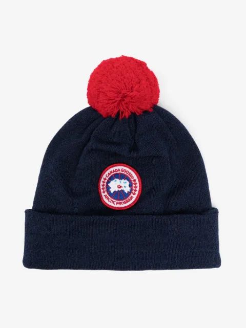 Canada Goose Kids 로고 패치 울 비니