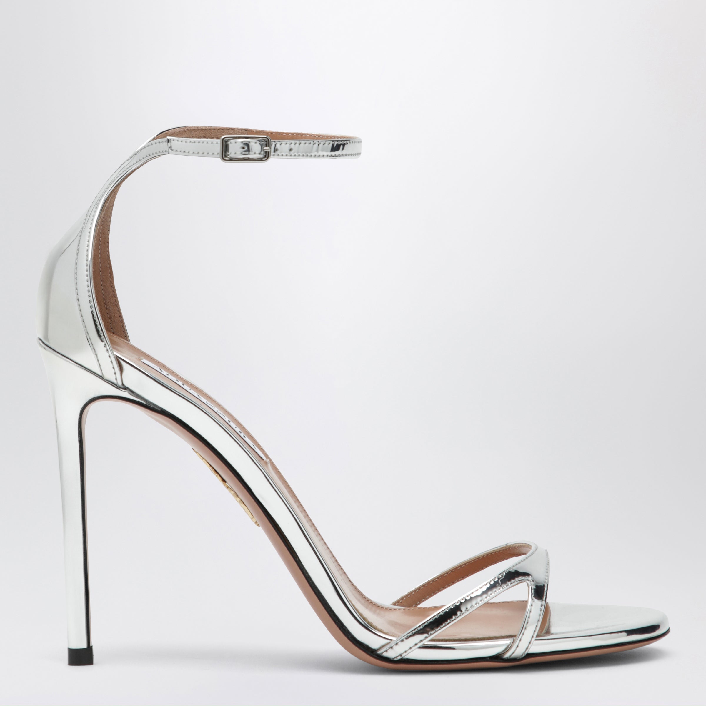 AQUAZZURA 아쿠아주라 누다 85 미니 샌들 메탈릭 가죽