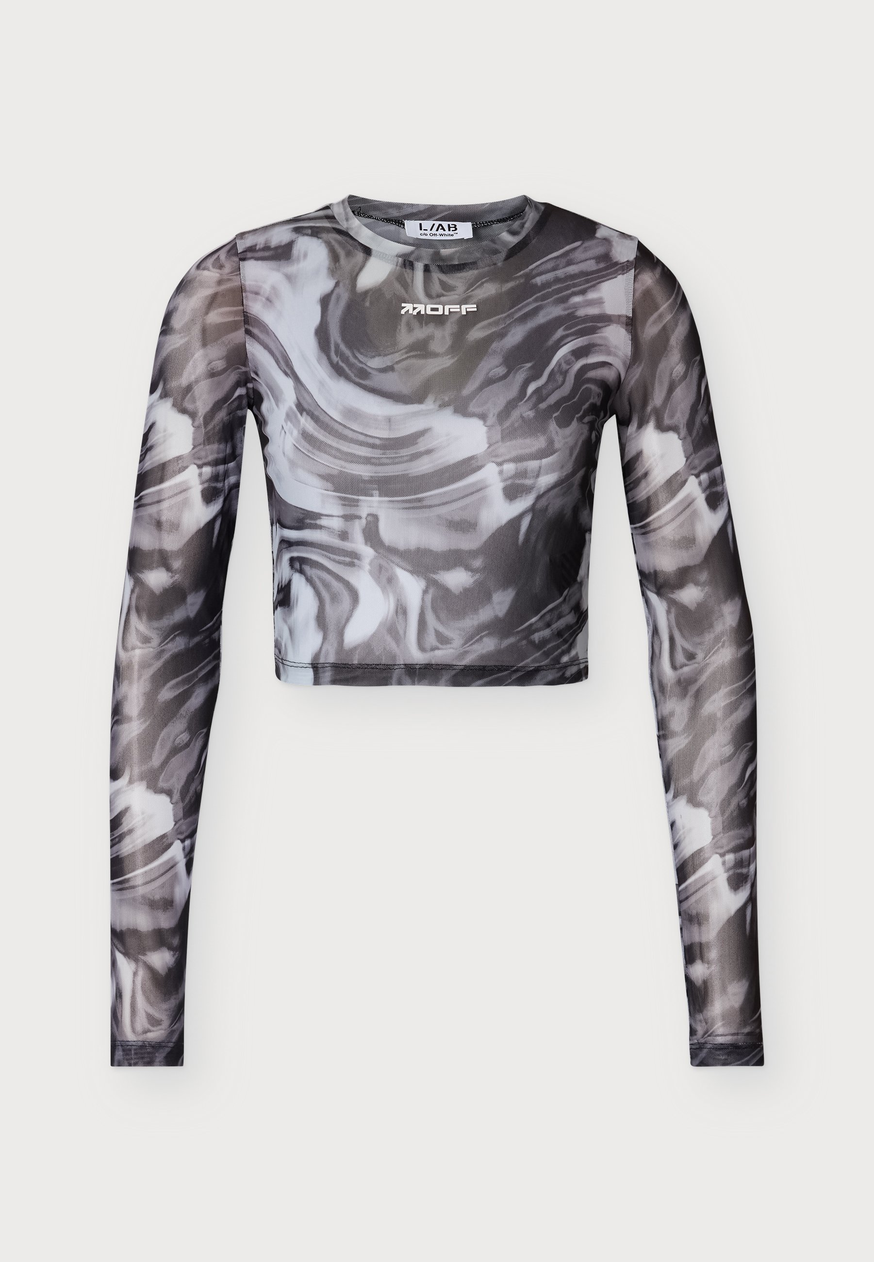 OFF-WHITE 핏된 크롭 긴팔 탑