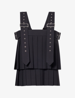 Noir Kei Ninomiya 플리츠 오픈 사이드 울 혼합 탑