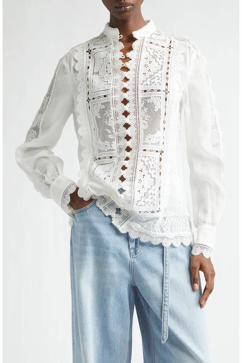 ZIMMERMANN 아이보리 자수 블라우스