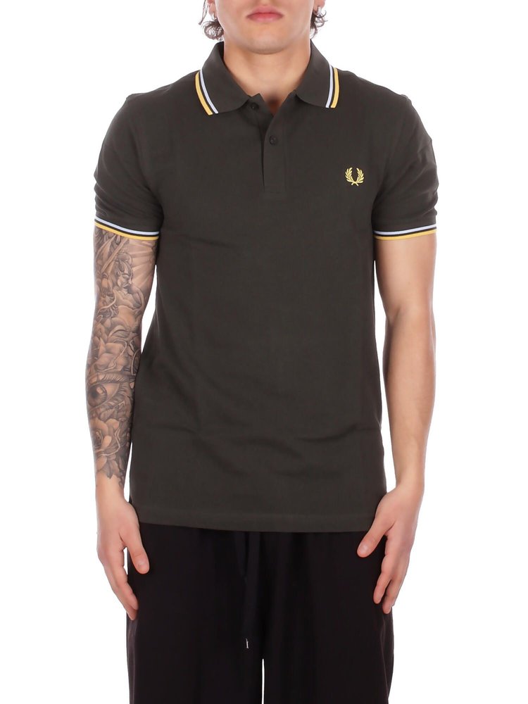 Fred Perry 로고 자수 버튼 폴로 셔츠