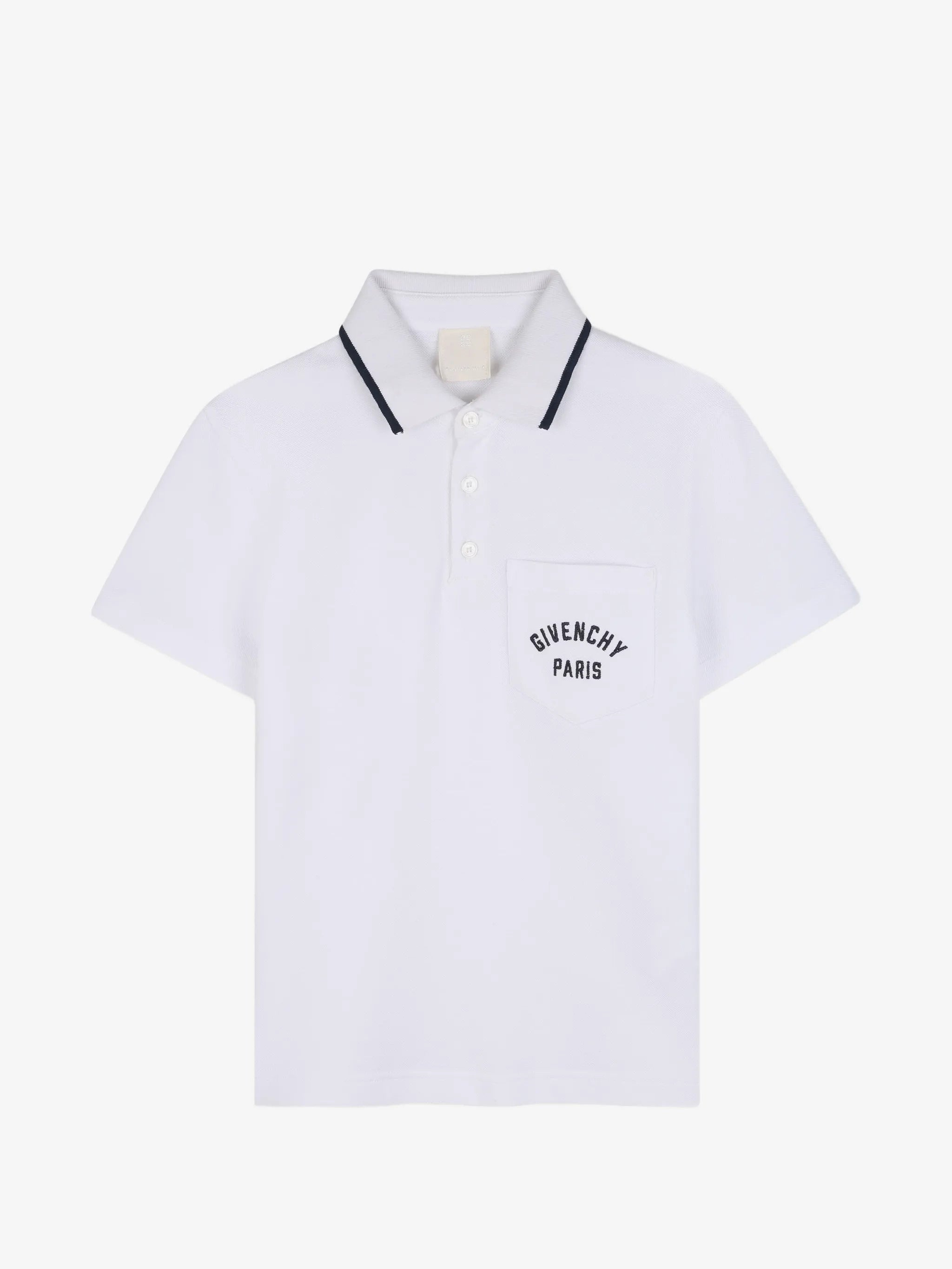 Givenchy Kids 남아 면 폴로 셔츠 버튼 클로저 자수 로고 포켓