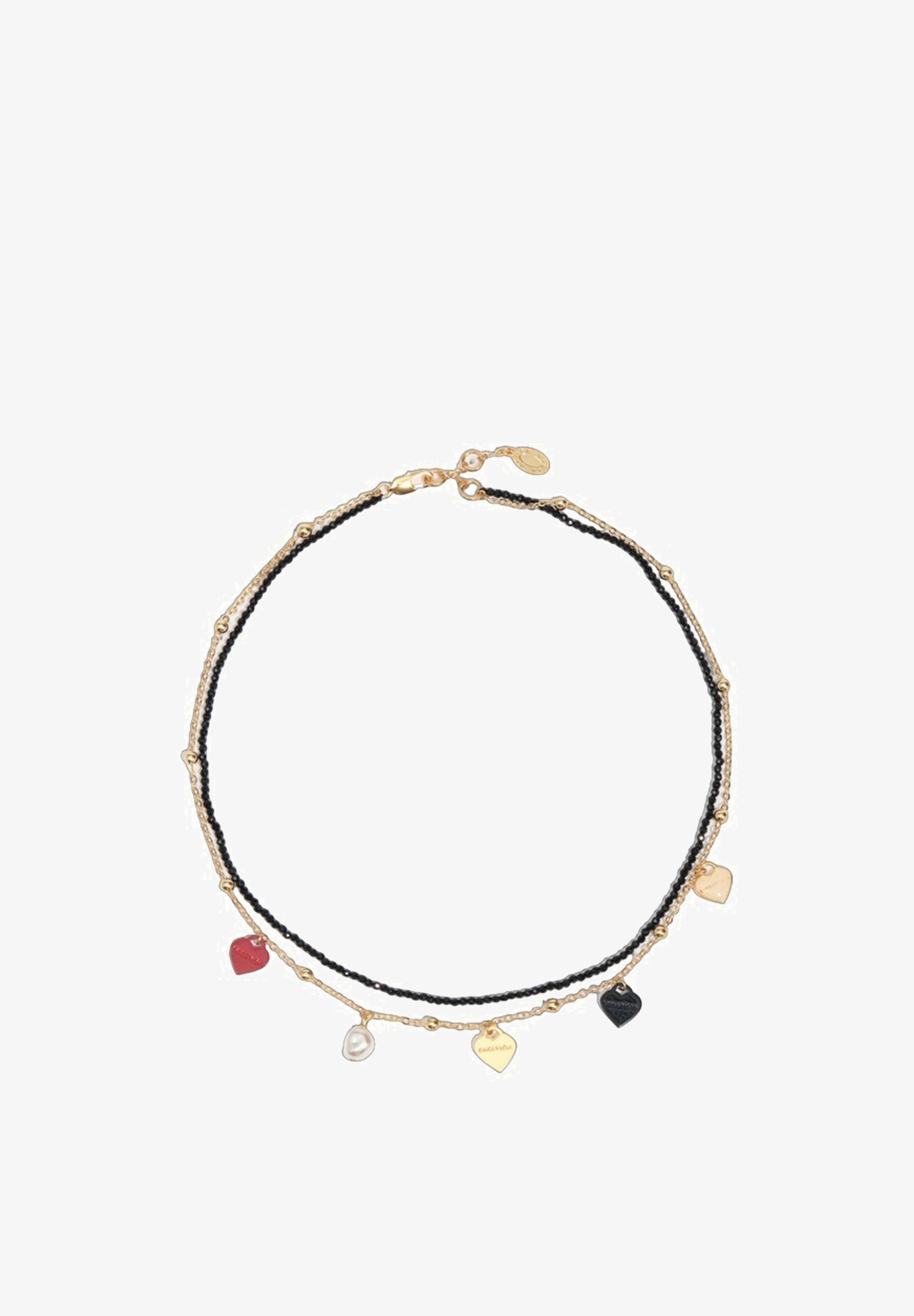Bimba Y Lola 로고 하트 크리스탈 더블 체인 목걸이