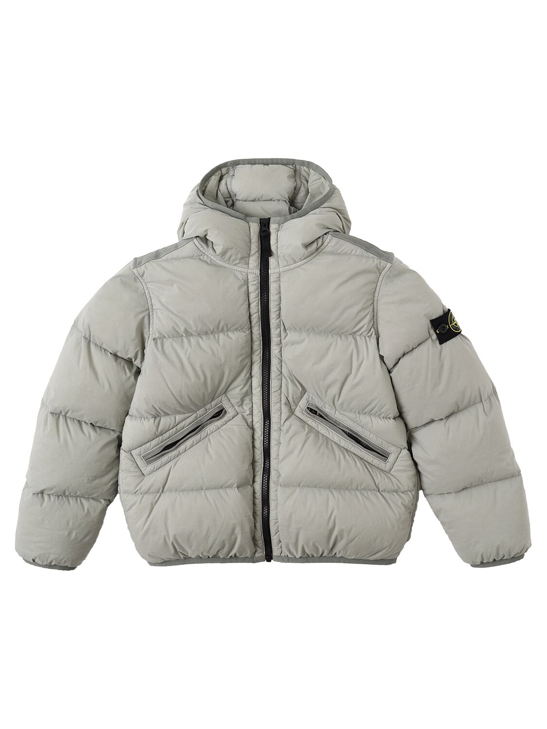 Stone Island Junior 후드 나일론 다운 점퍼