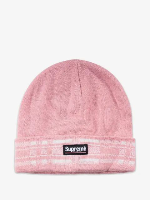 Supreme 체크 커프 비니 모자