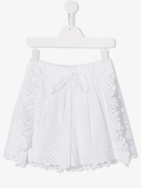 Alberta Ferretti Kids 자수 프릴 반바지