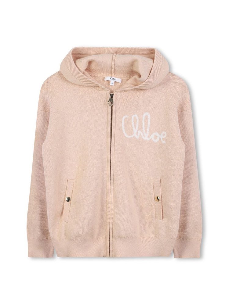 Chloe Kids 로고 후드 카디건