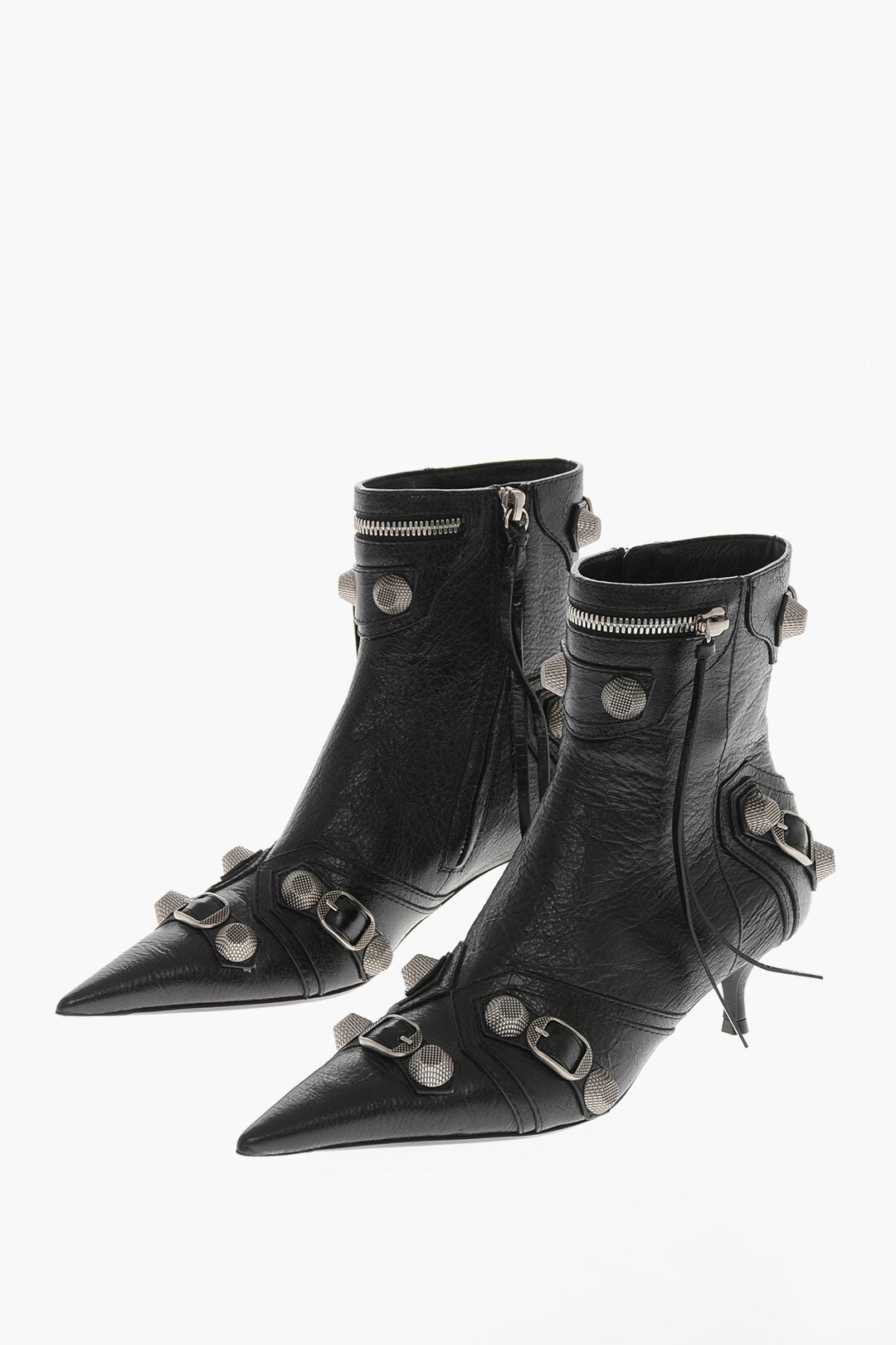 BALENCIAGA 해머드 페이턴트 앵클부츠 CAGOLE 스터드 5cm
