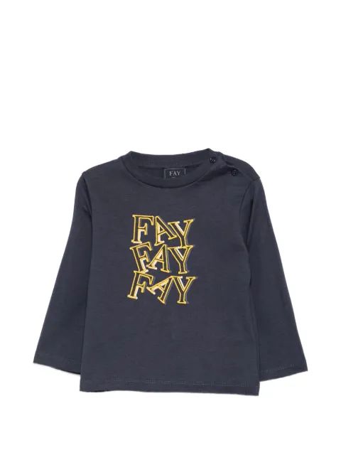 Fay Kids 로고 프린트 긴팔 티셔츠