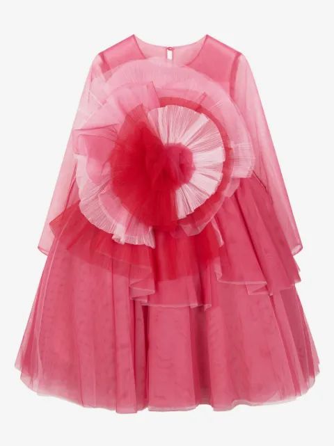 MARCHESA KIDS COUTURE 플로럴 아플리케 풀 스커트 드레스