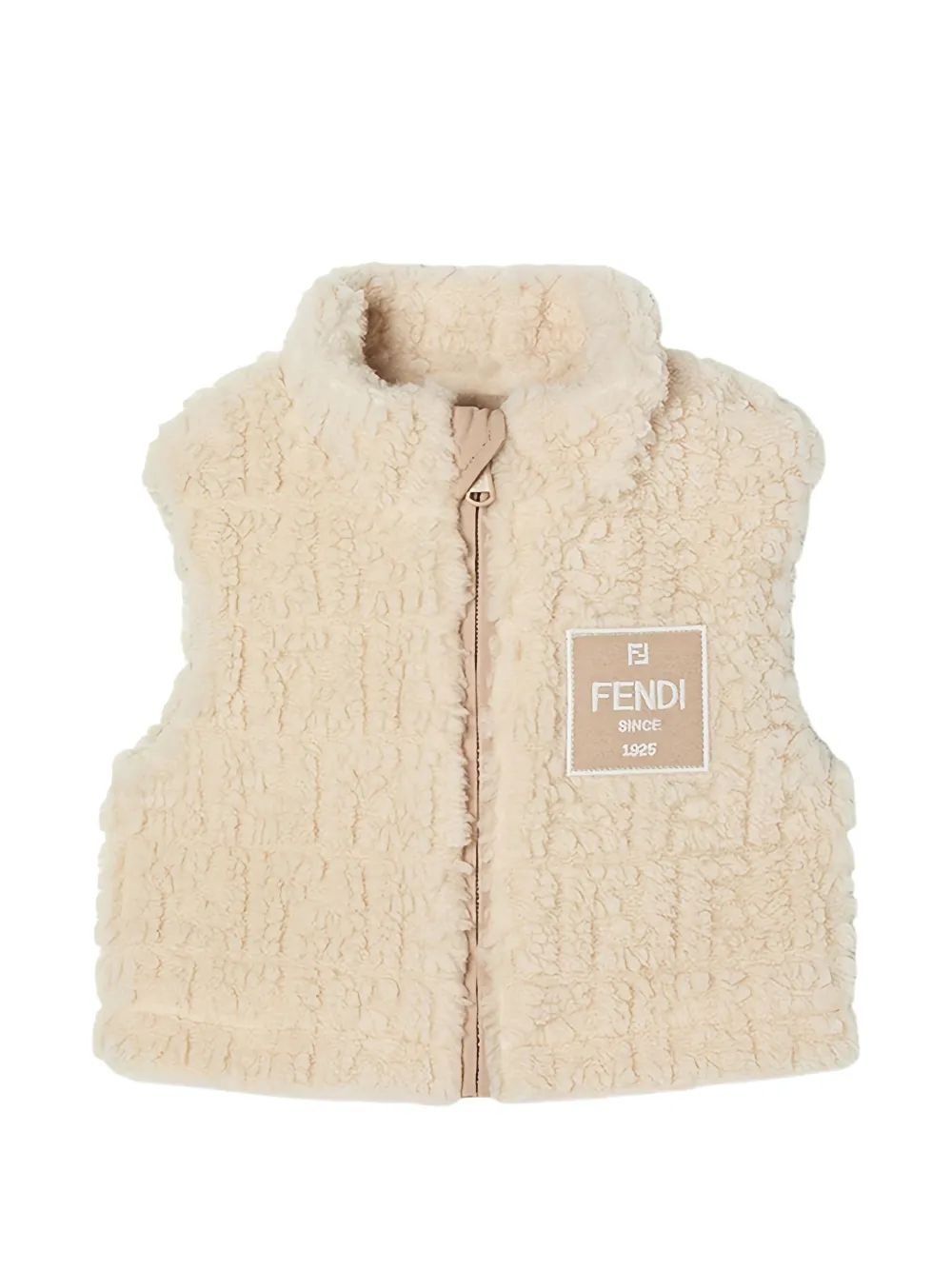 Fendi Kids FF 로고 패턴 시어링 조끼