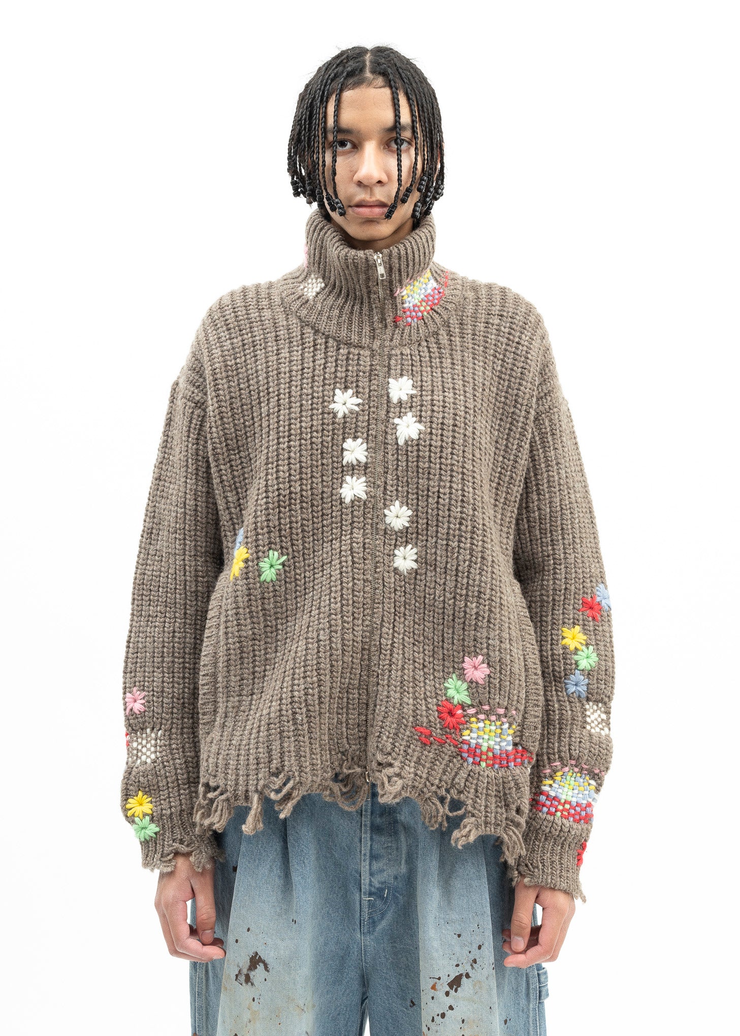 Doublet 카멜 다닝 컷오프 드라이버 니트웨어