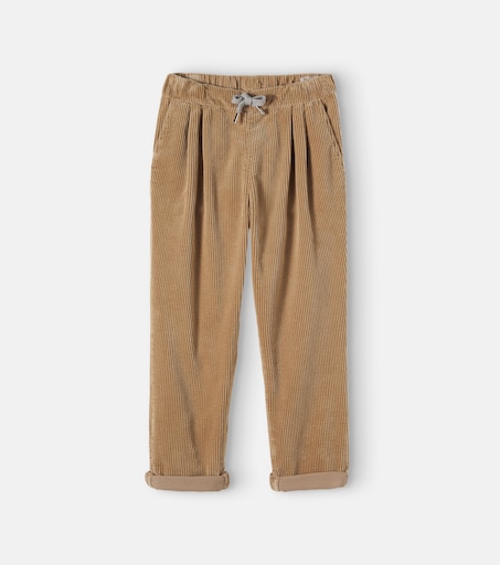Brunello Cucinelli Kids 코튼 코듀로이 스트레이트 바지