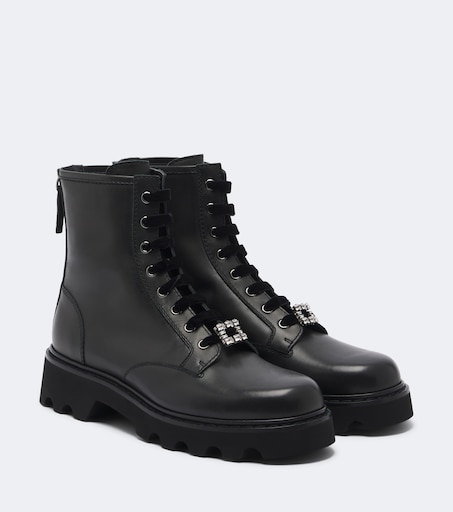 ROGER VIVIER 비브 랭거스 트럭 가죽 레이스업 부츠