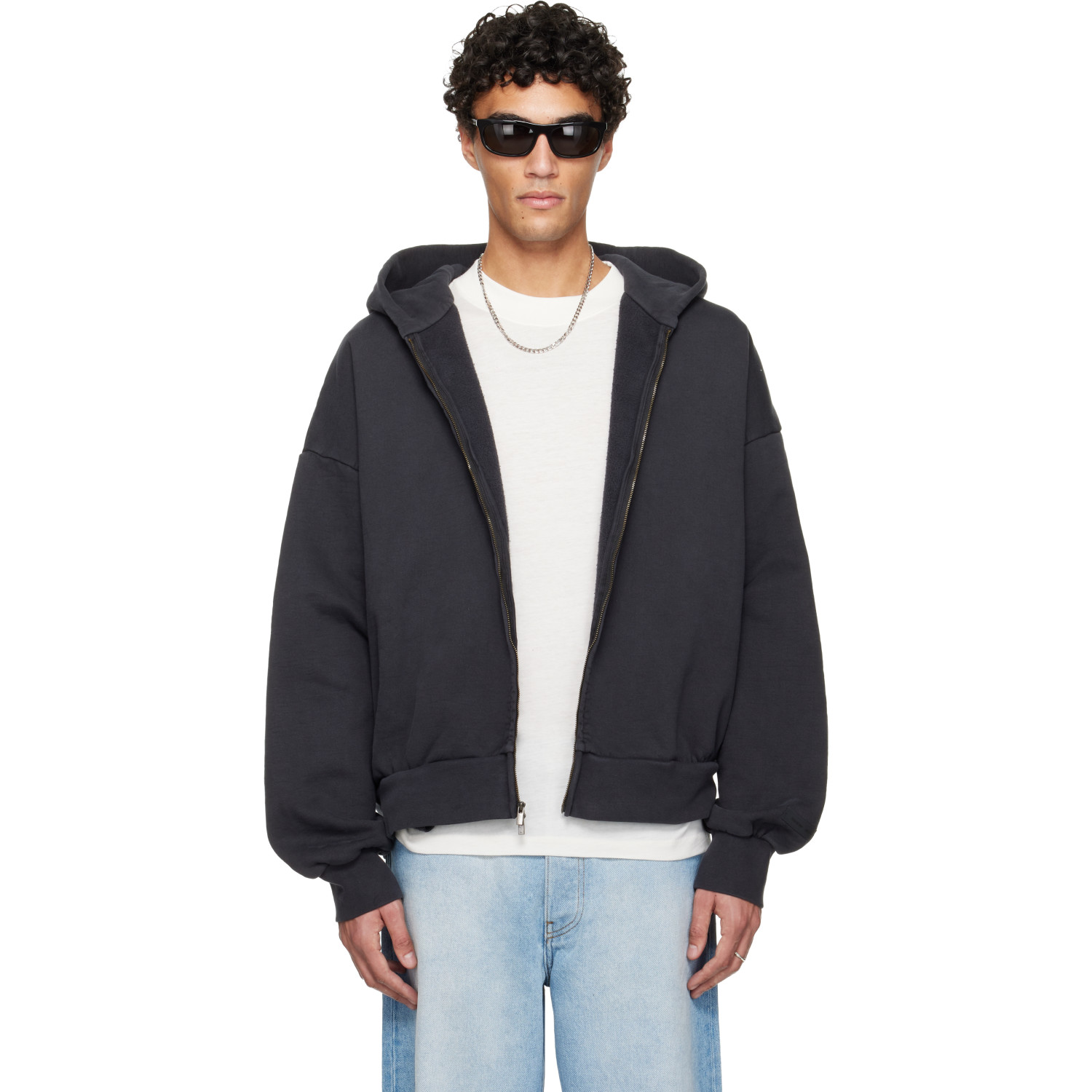 FEAR OF GOD 블랙 홀리데이 자수 클래식 풀 집 후드티