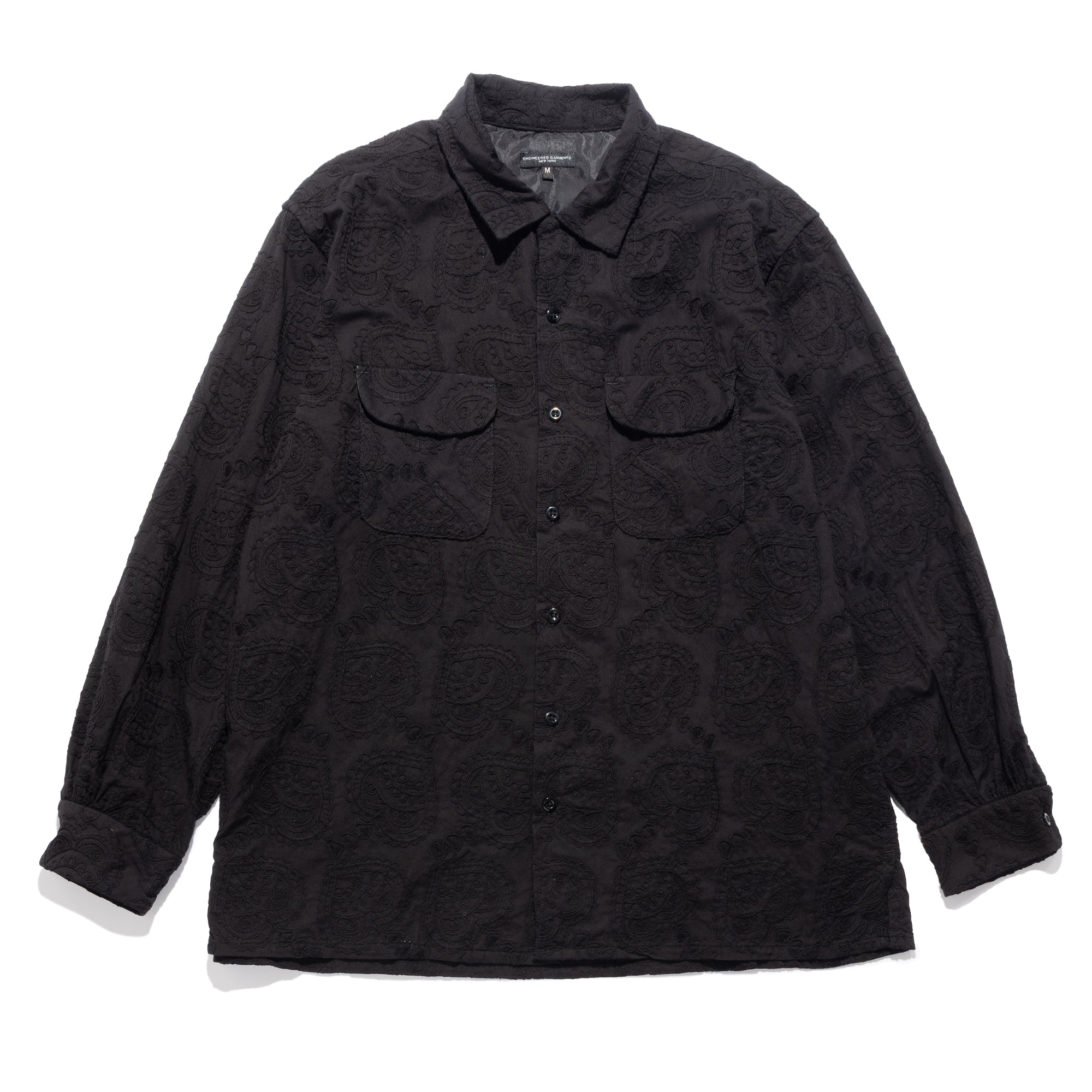 Engineered Garments EG 클래식 셔츠 블랙 페이즐리 자수