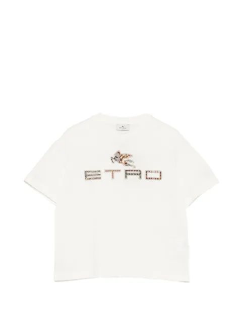 ETRO KIDS 페가소 로고 자수 티셔츠