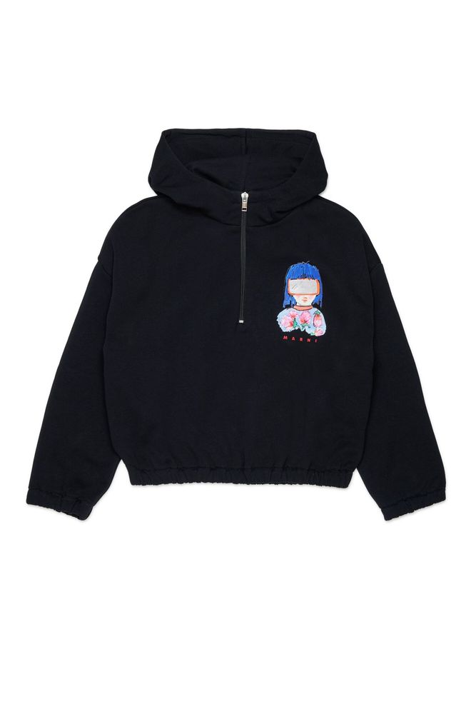 Marni Kids 그래픽 하프 집업 후드