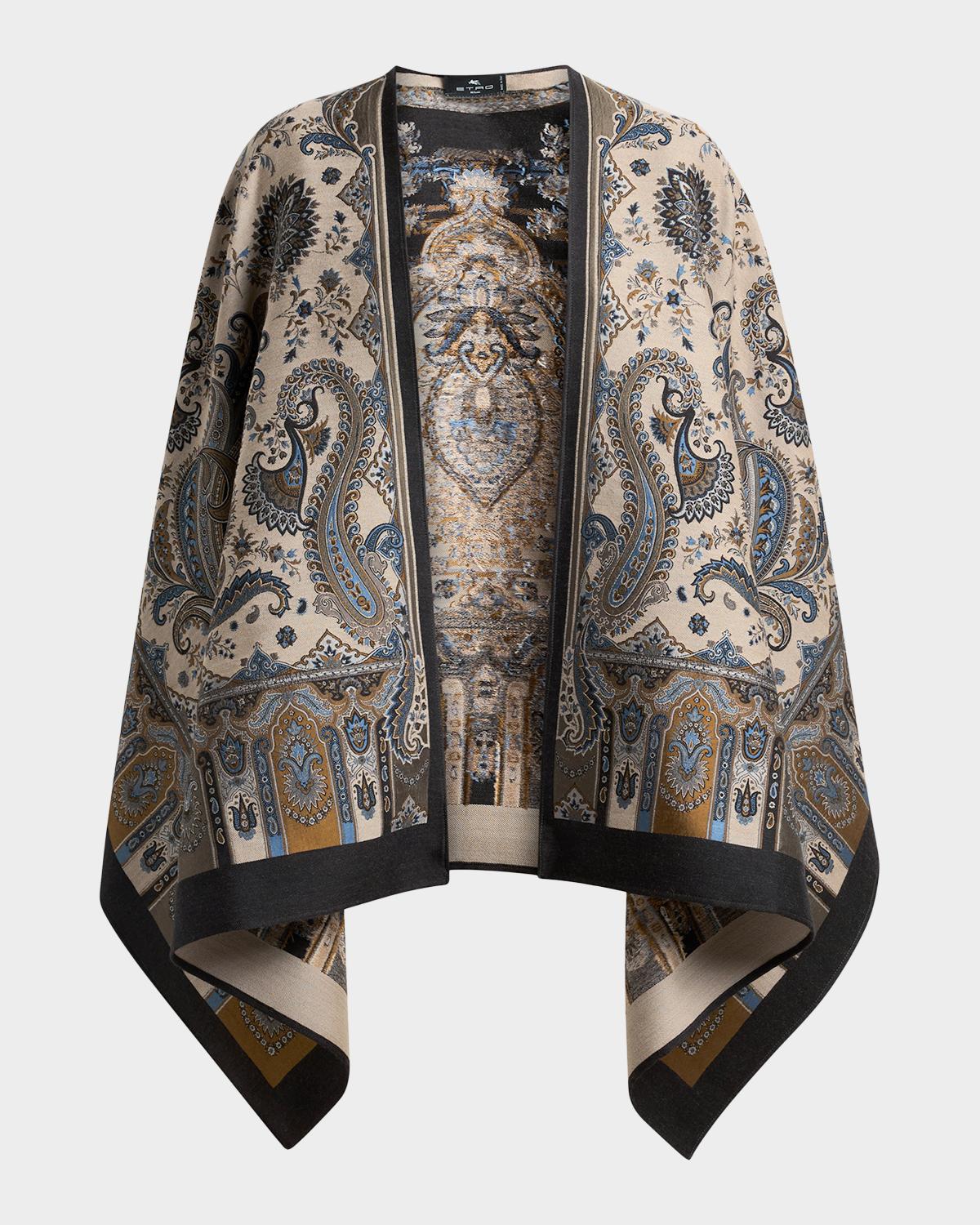ETRO 페이즐리 울 혼합 케이프