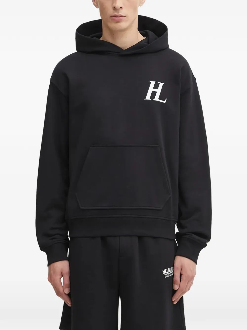 HELMUT LANG 로고 프린트 코튼 후드티