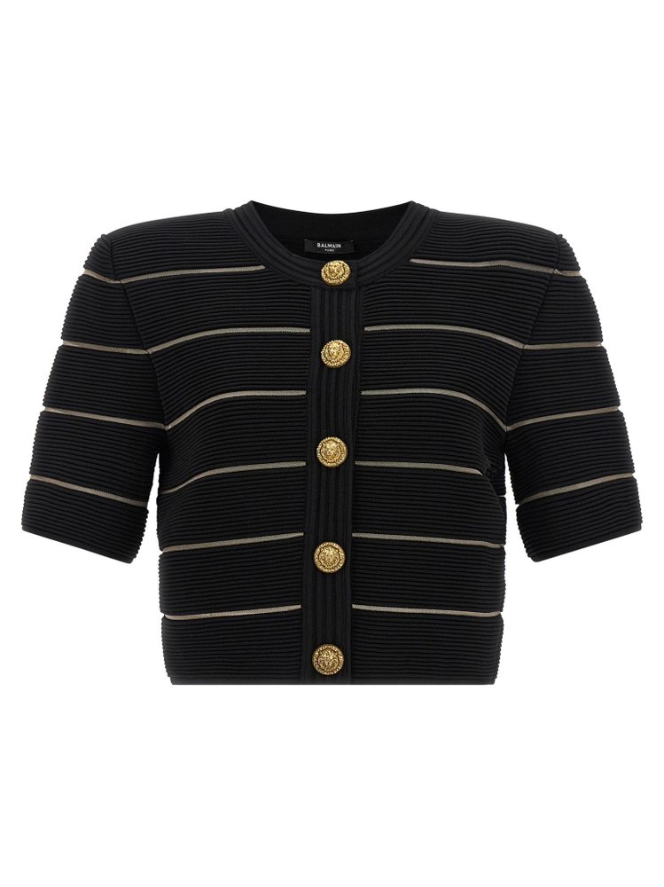 BALMAIN 스트라이프 크롭 카디건