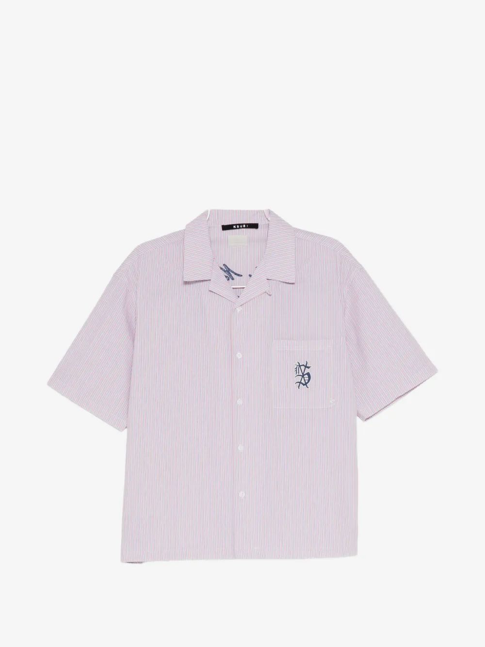 KSUBI 세로 스트라이프 로고 자수 셔츠