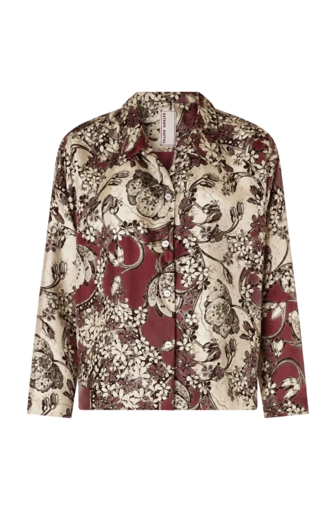 ANTONIO MARRAS 버건디 플로럴 파자마 셔츠