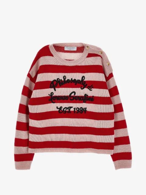 Philosophy Di Lorenzo Serafini Kids 로고 자수 스트라이프 니트