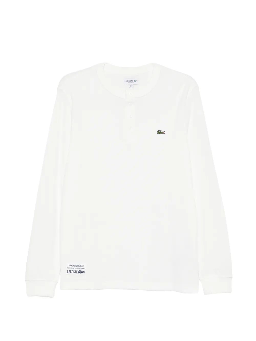 Lacoste 로고 패치 와플 니트 폴로 셔츠