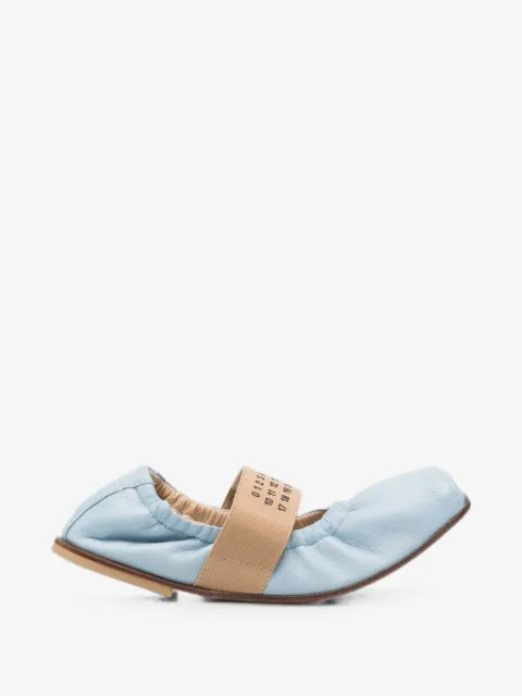 MM6 Maison Margiela Kids 엘라스틱 로고 스트랩 발레 플랫