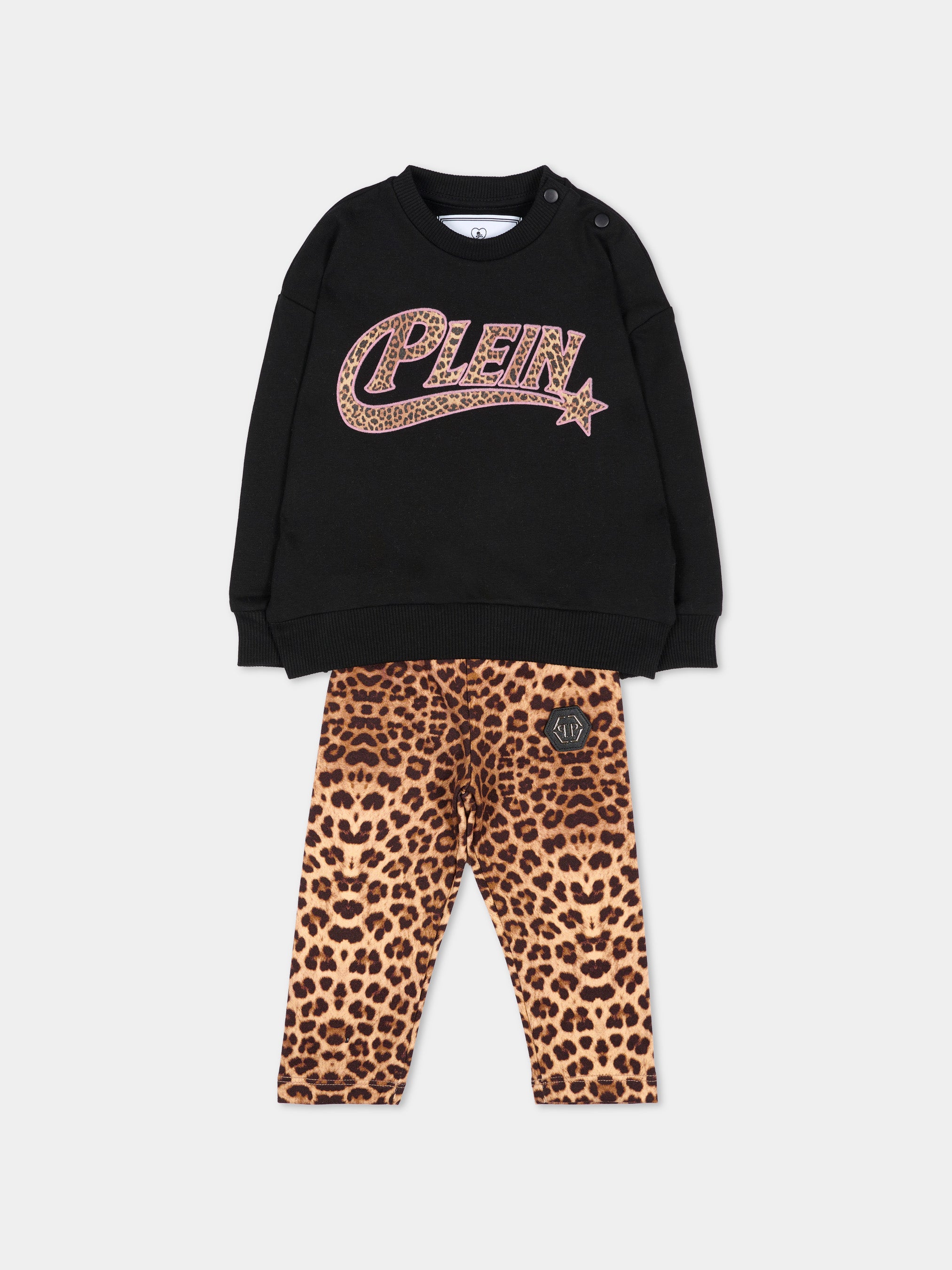 Philipp Plein Kids 애니멀 프린트 아기 여자 긴 스포츠 의상