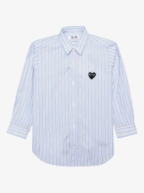 Comme Des Garçons Play Kids 스트라이프 하트 로고 셔츠