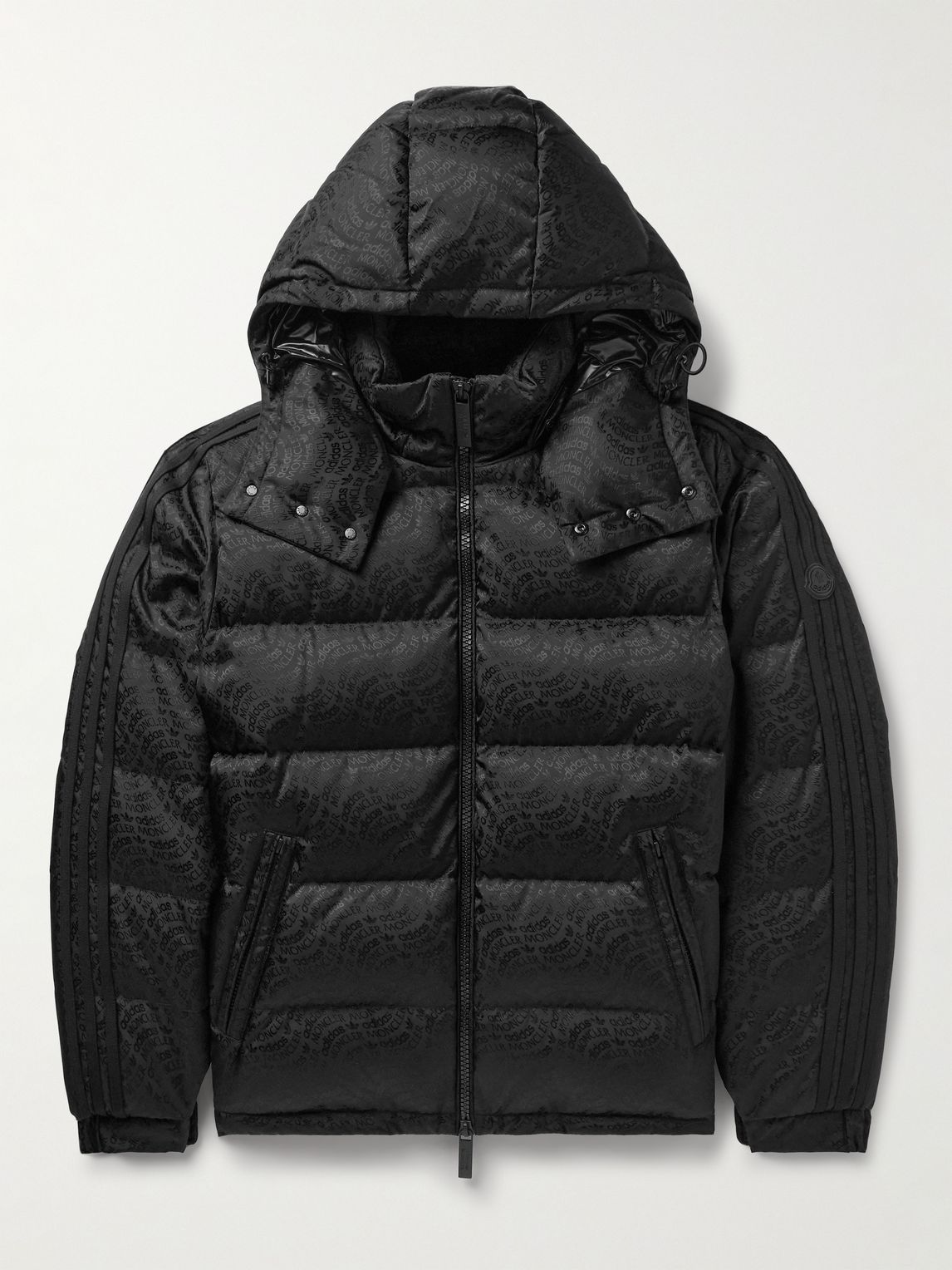 MONCLER GENIUS + 아디다스 오리지널스 알프바흐 퀼티드 로고 자카드 셸 후드 다운 자켓