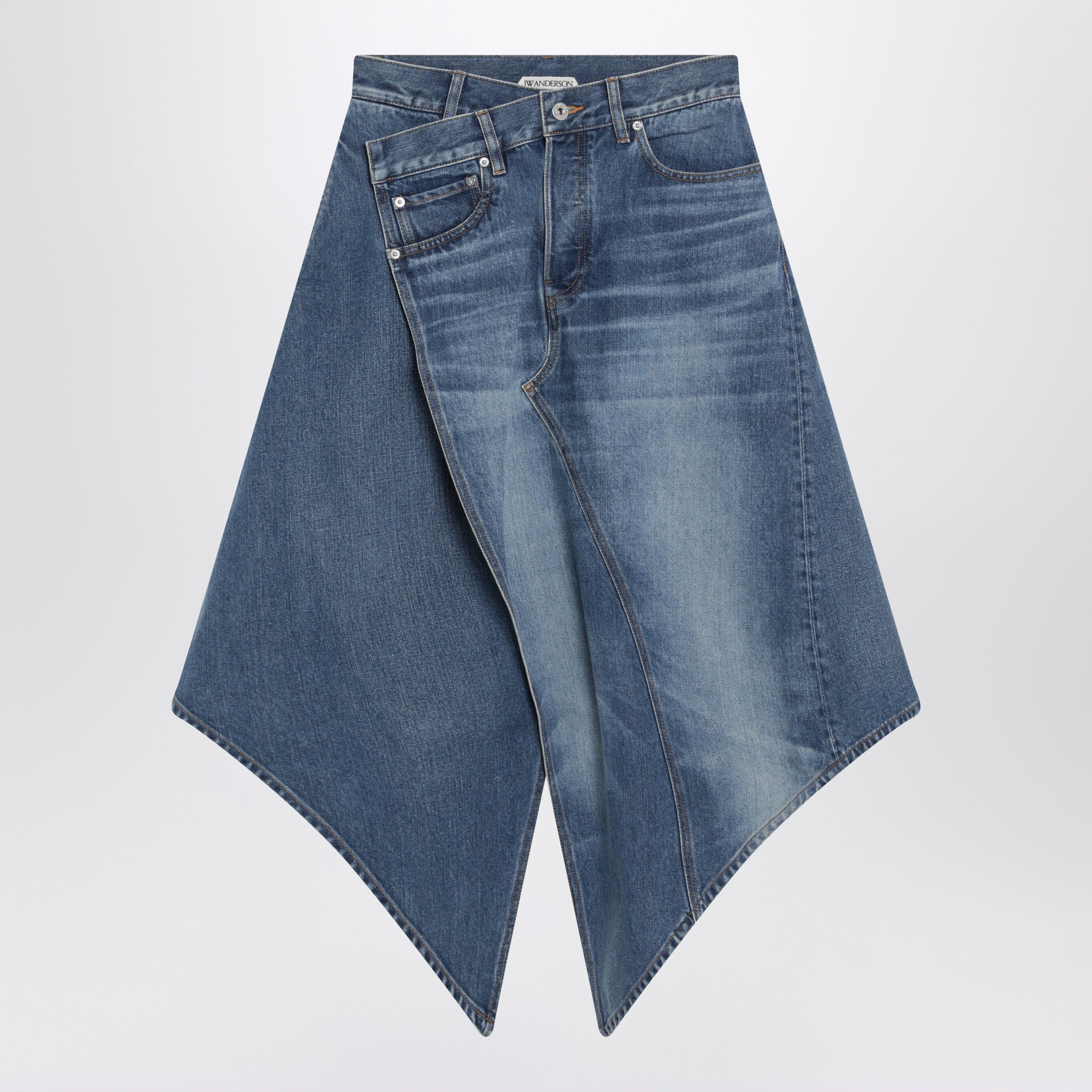 JW ANDERSON JW 앤더슨 비대칭 워싱 데님 미니 스커트